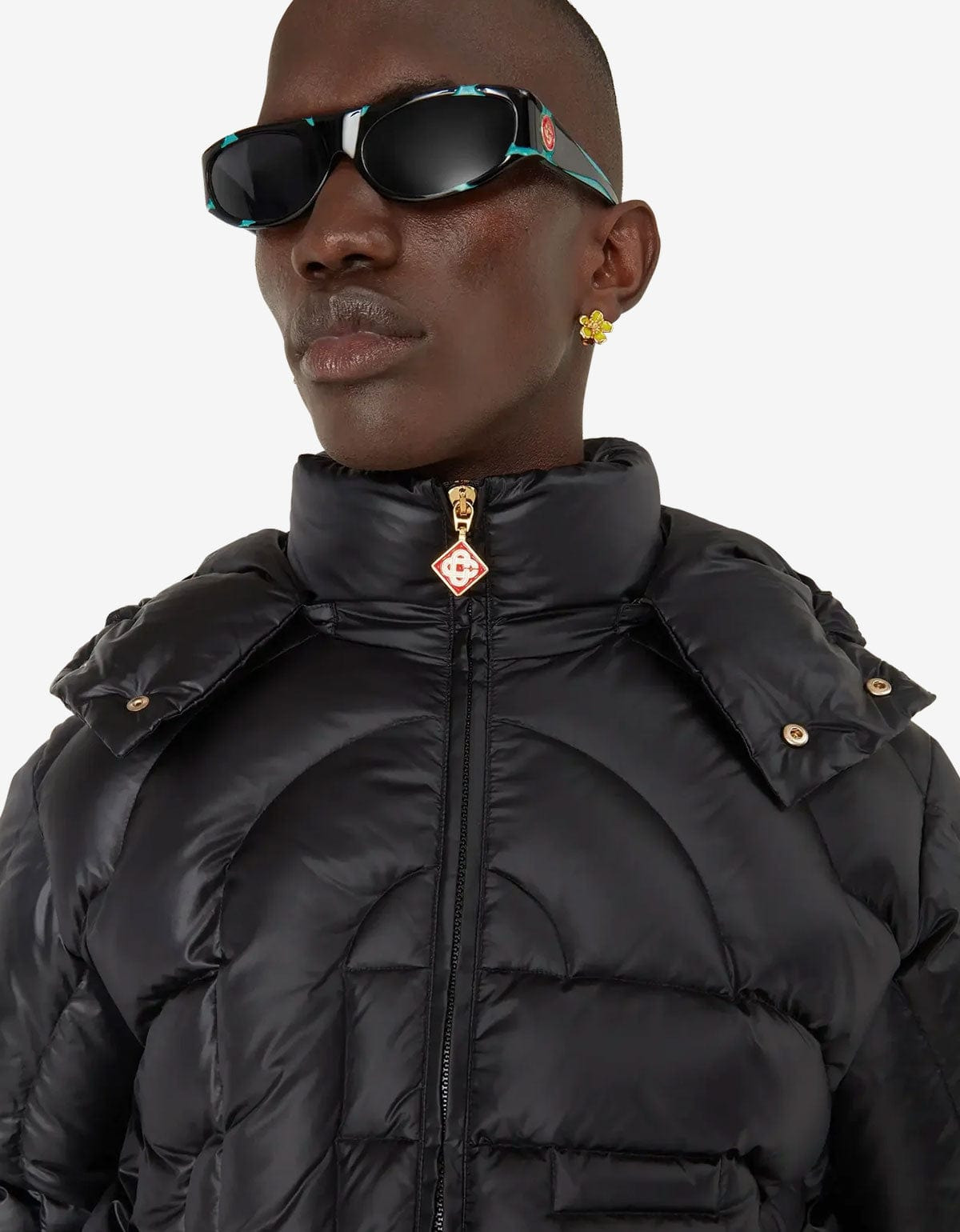 Casablanca Black Monogram Quilted Nylon Puffer Jacket - 5