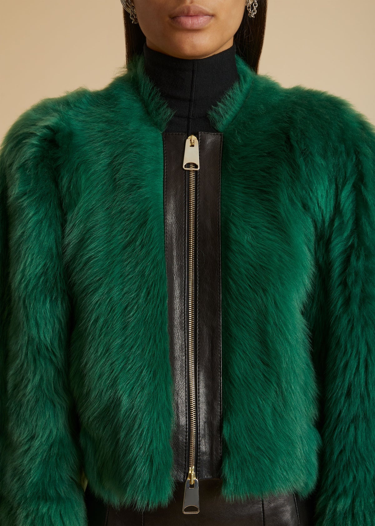The Gracell Jacket in Forest Green Shearling - 5