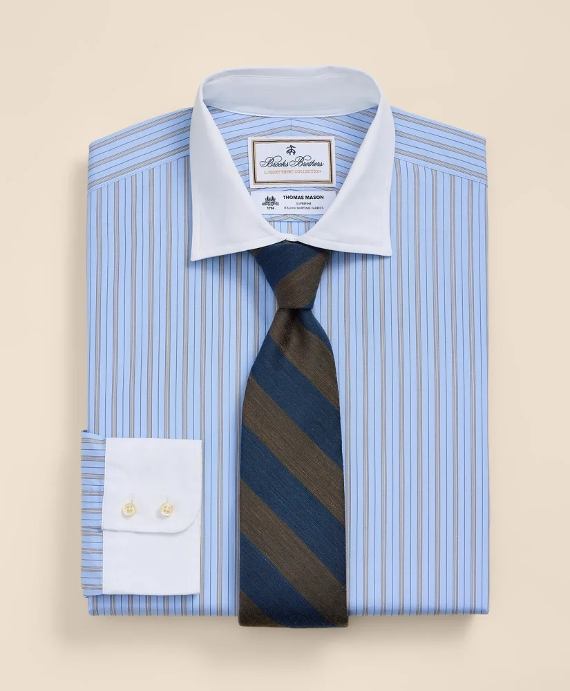 Brooks Brothers X Thomas Mason® Cotton English Spread Collar, Striped Dress Shirt - 1
