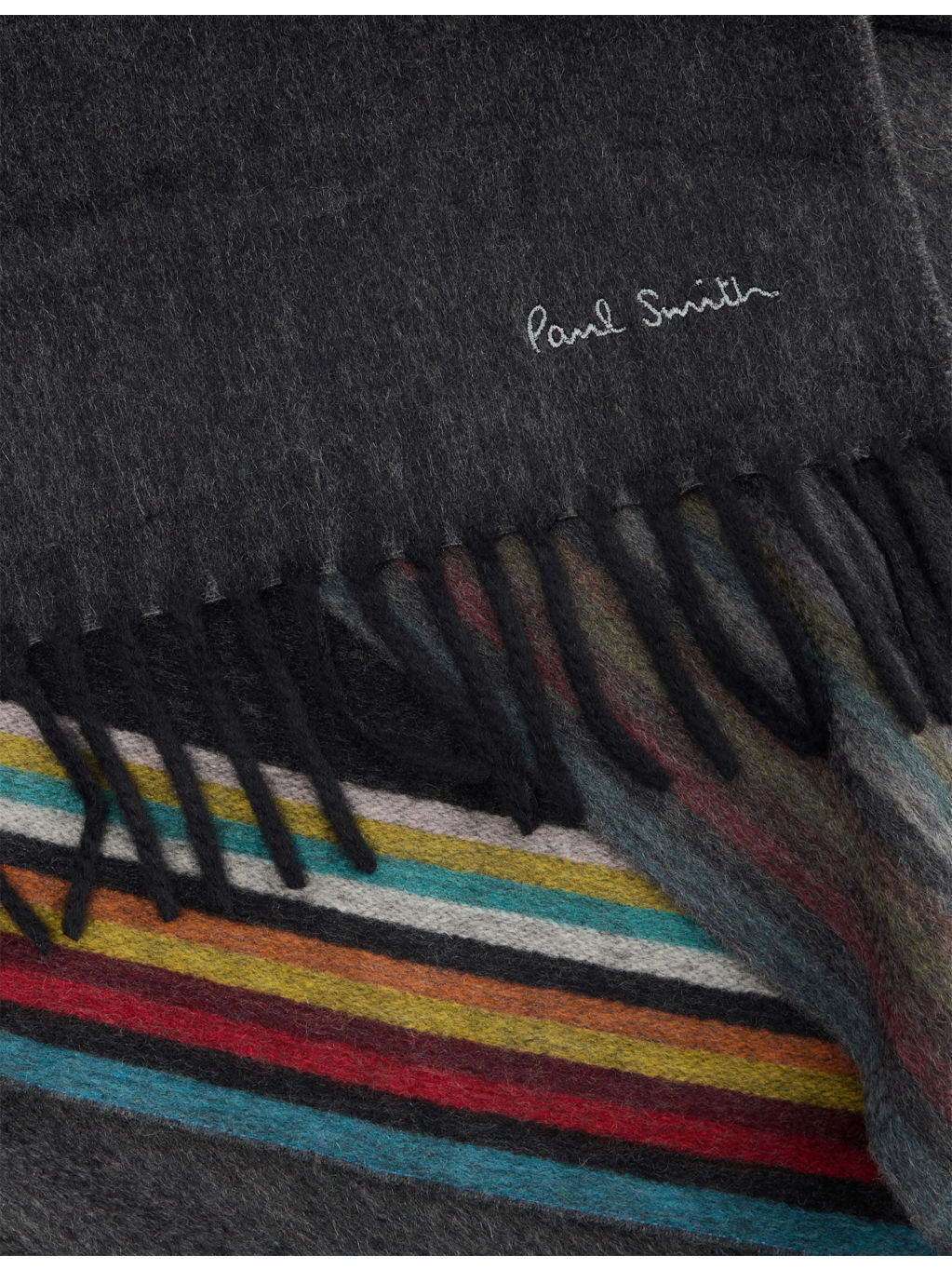 Fringed Striped Cashmere Scarf - 3