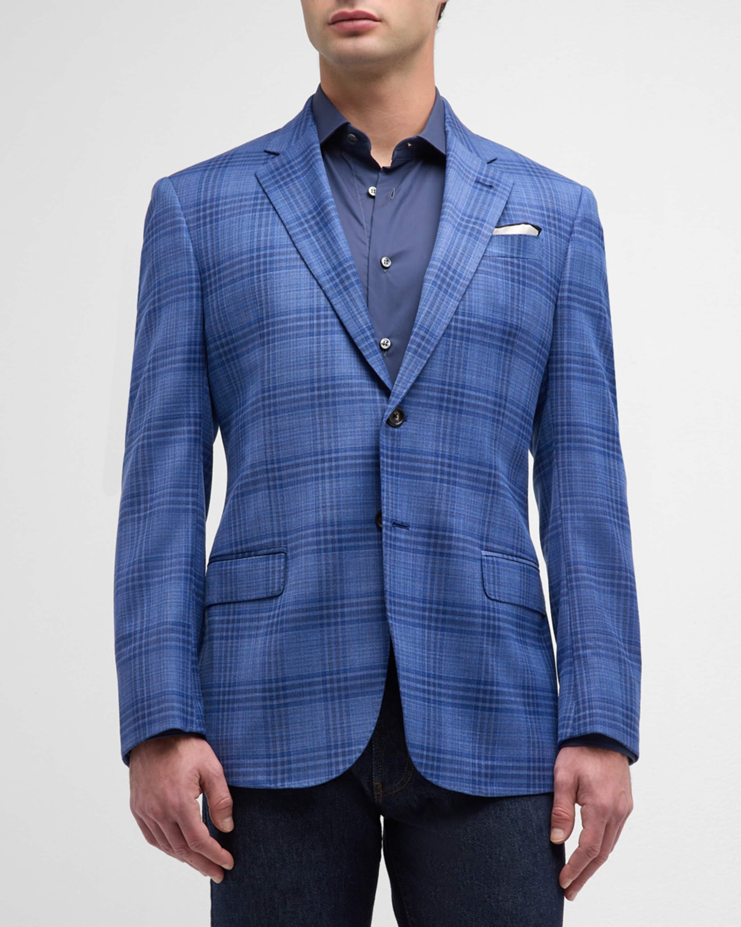 Men's Wool Plaid Sport Coat - 1