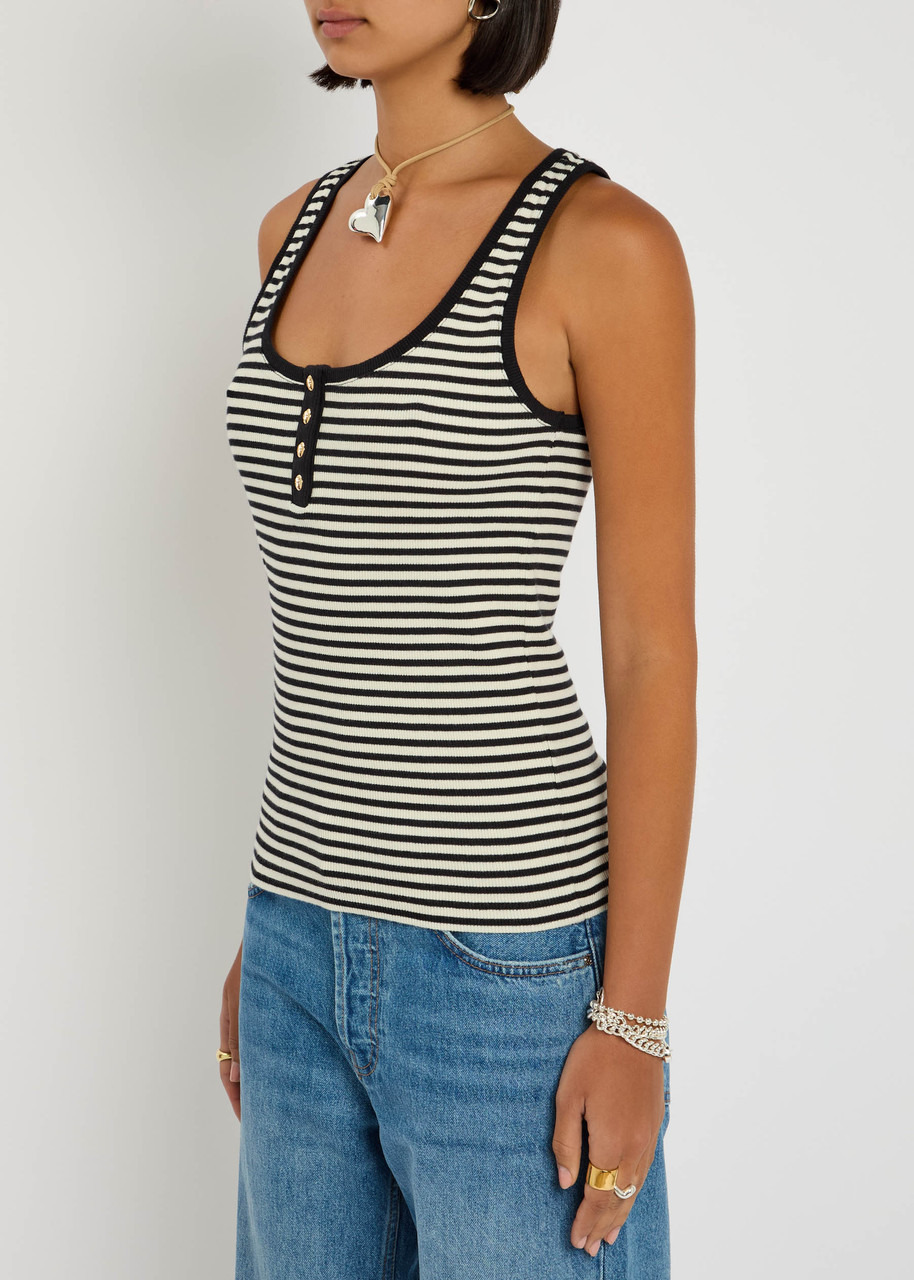 Anine Bing Alessia Striped Stretch-cotton Tank - 2