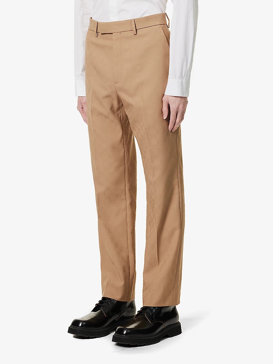 Monogram-embellished tapered-leg woven trousers - 3