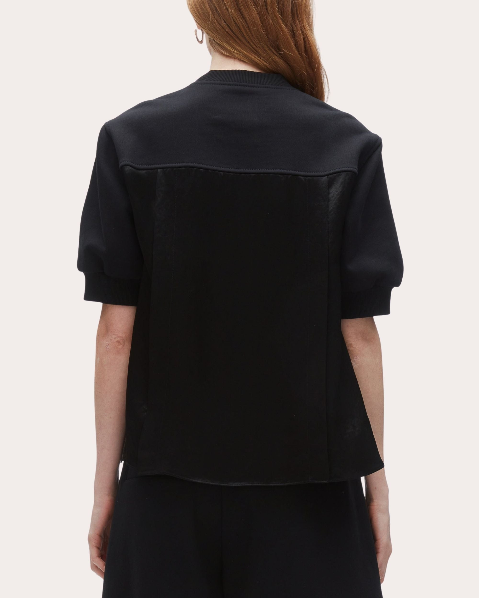 Flounce Puff-Sleeve Satin Top - 2
