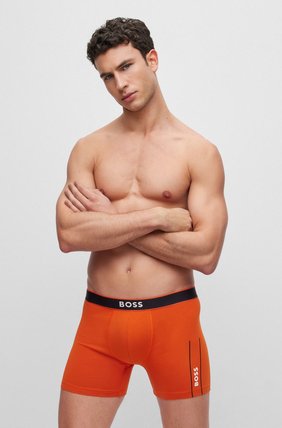 STRETCH-COTTON BOXER BRIEFS WITH STRIPES AND LOGOS - 2