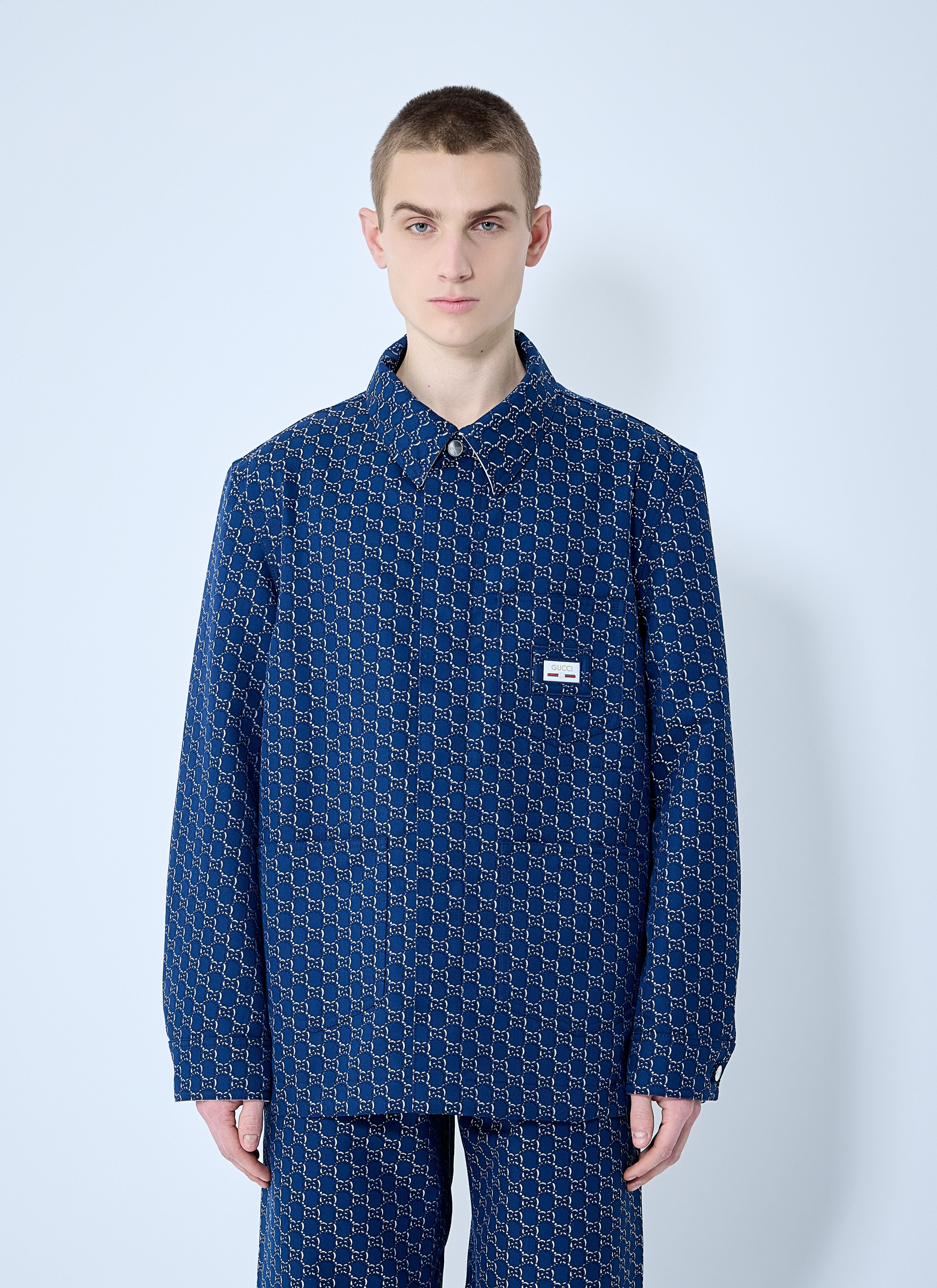 Cotton Jacquard Jacket With GG Shadow - 1