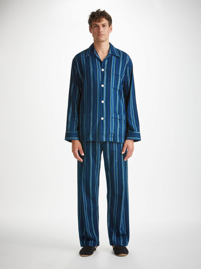 Derek Rose Men's Classic Fit Pyjamas Kelburn 38 Brushed Cotton Blue outlook