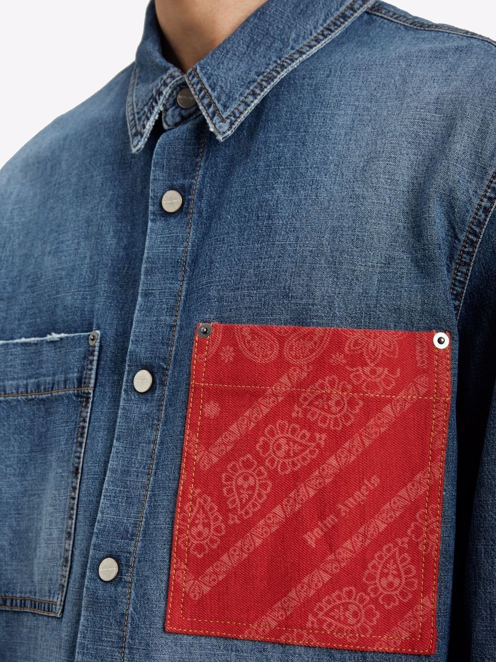 bandana print denim shirt - 5