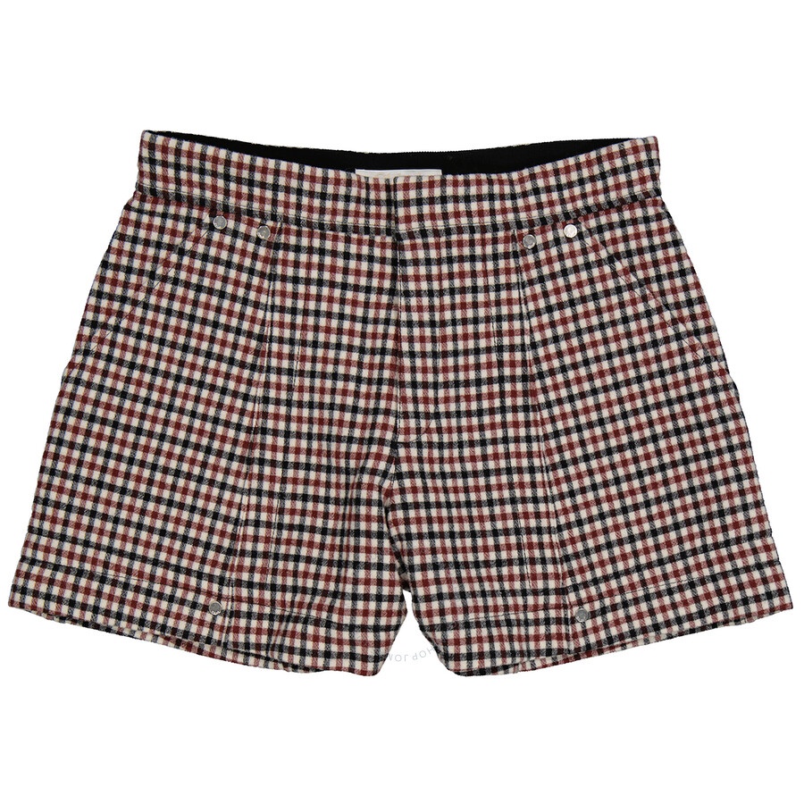 Chloe Ladies High-rise A-line Checked Wool-blend Shorts, Brand Size 38 (US Size 6) - 1