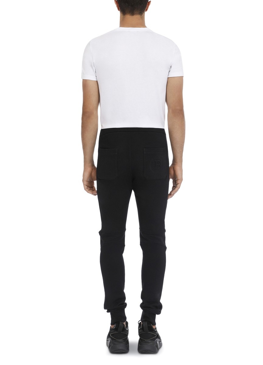 Black cotton sweatpants with embossed Balmain Paris logo - 3