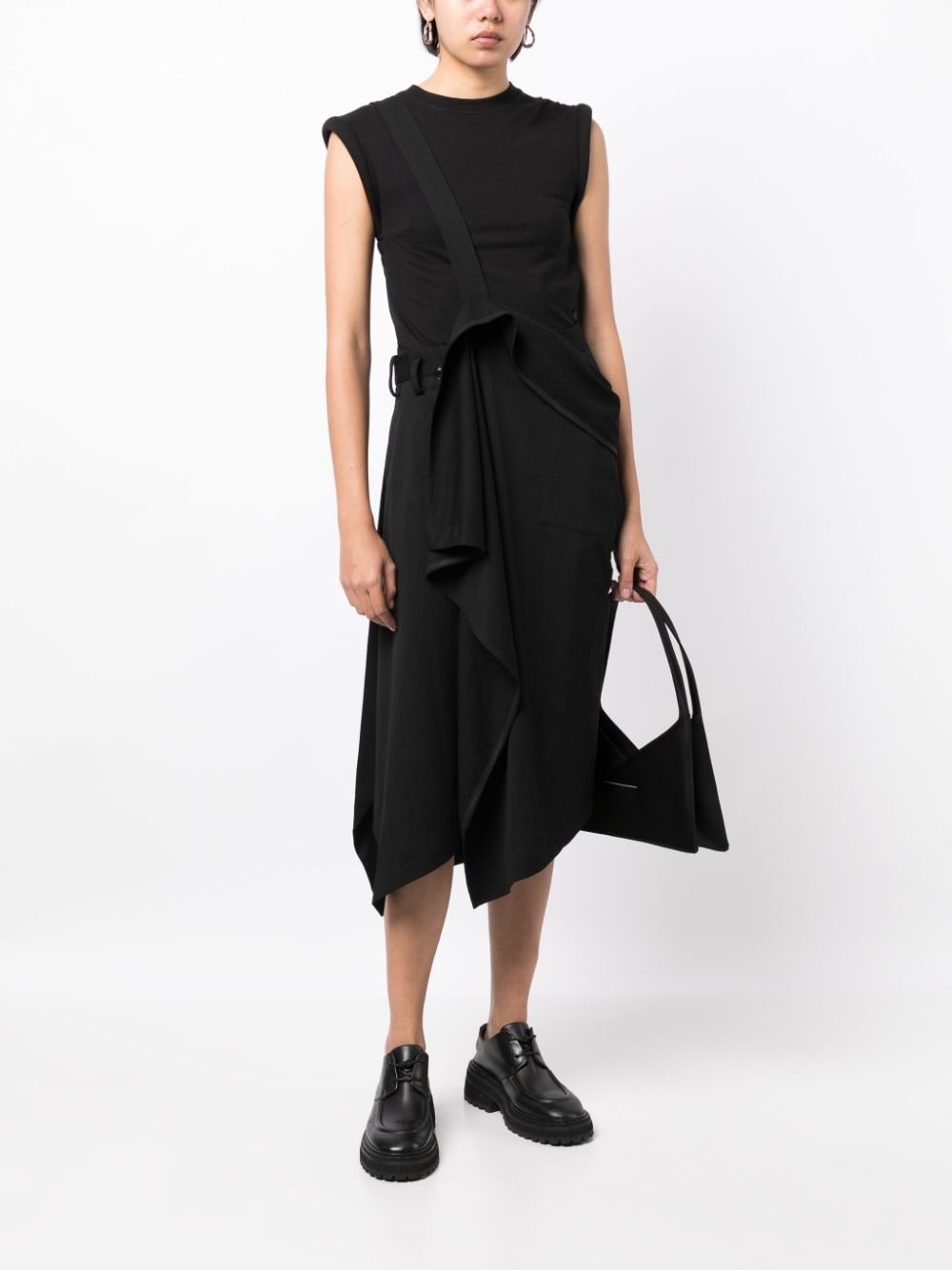 adjustable shoulder-strap draped skirt - 2