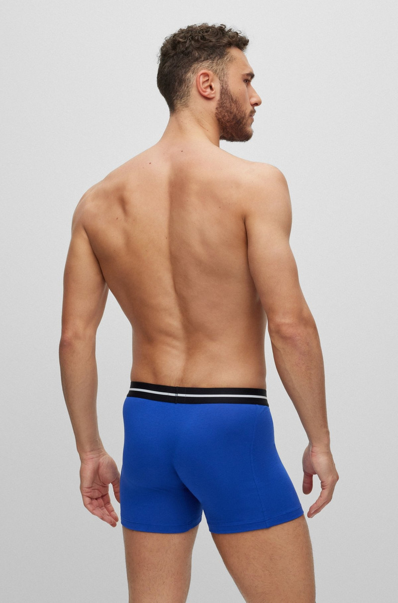 BOSS THREE-PACK OF STRETCH-COTTON BOXER BRIEFS WITH LOGOS outlook