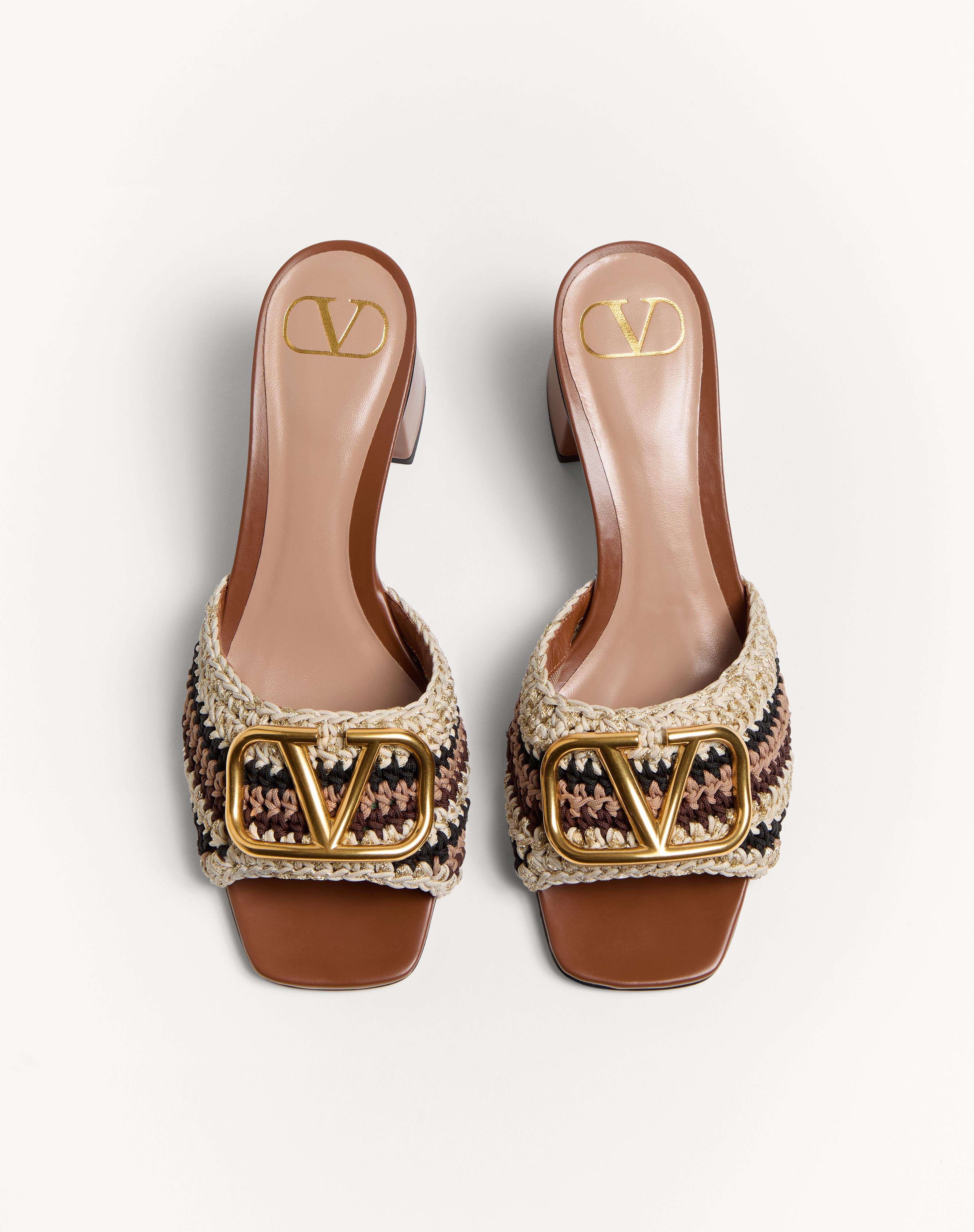 VLOGO SIGNATURE SLIDE SANDAL WITH CROCHET EMBROIDERY 60MM - 4