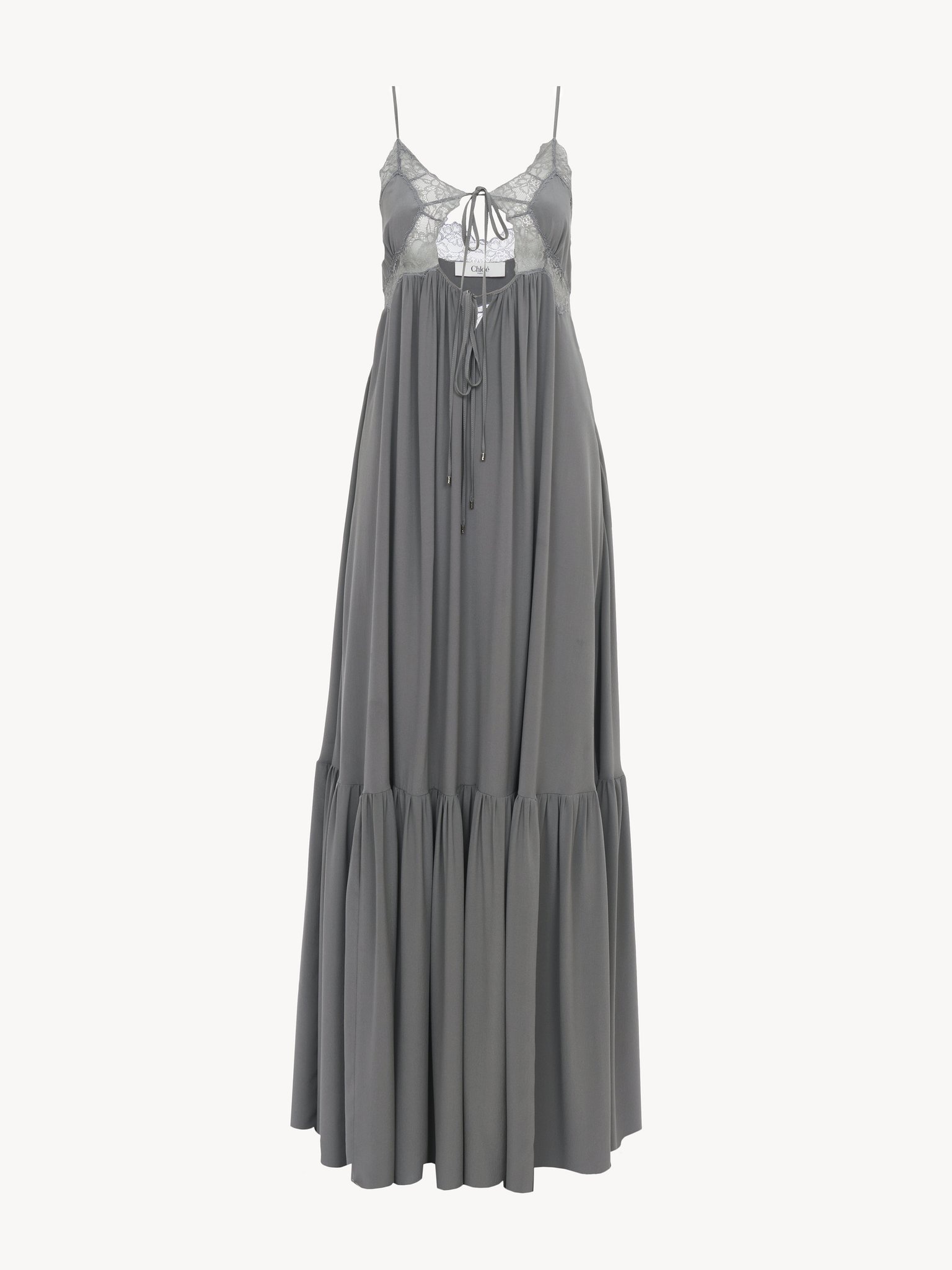 SLEEVELESS LONG DRESS IN SILK CRÊPE DE CHINE - 2