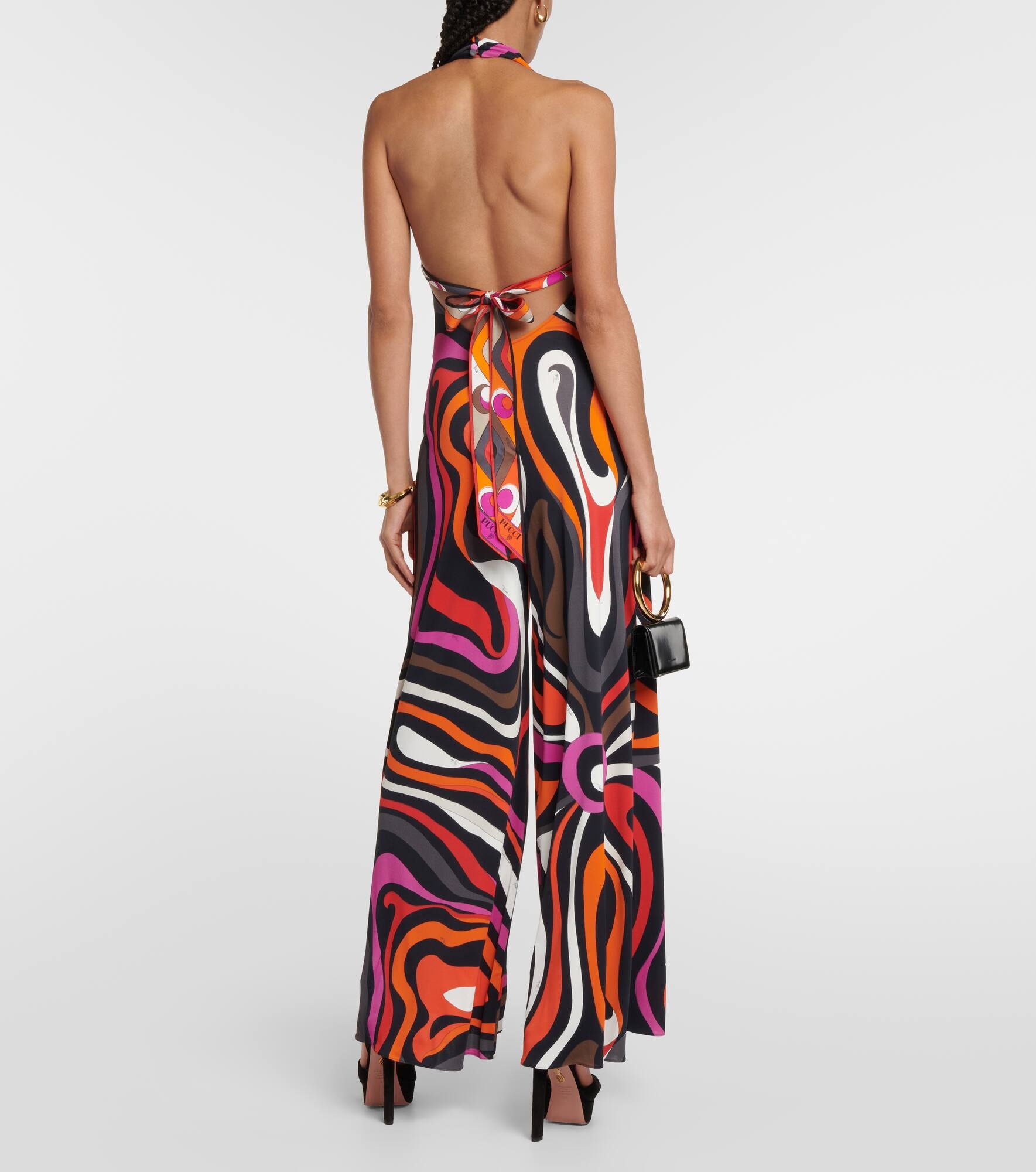 Printed halterneck jumpsuit - 3