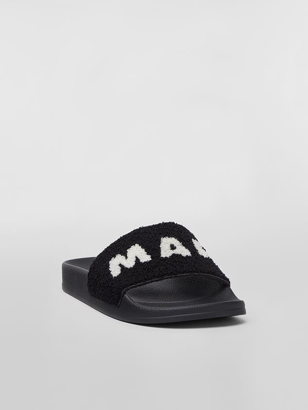 RUBBER SANDAL WITH BLACK AND WHITE TERRY CLOTH UPPER - 2