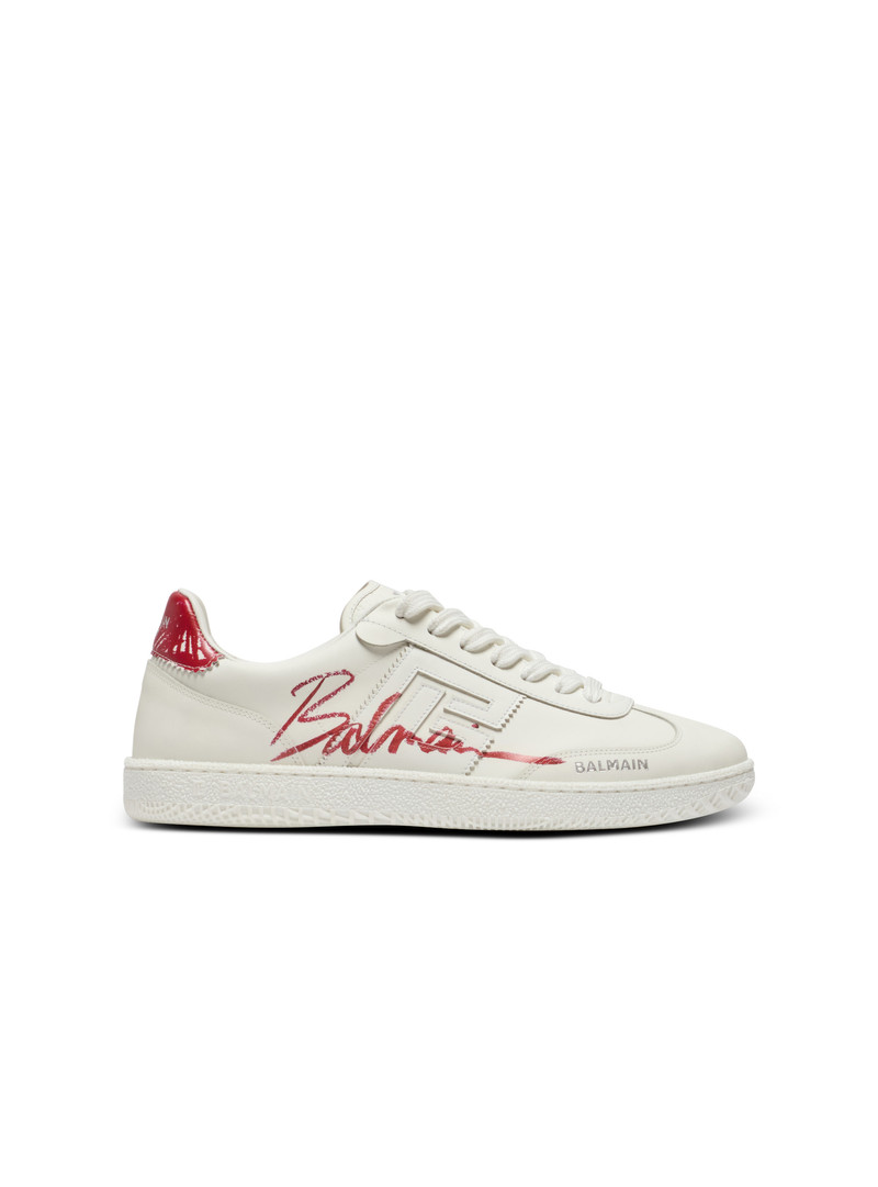 Leather Balmain Swan Lipstick trainers 1