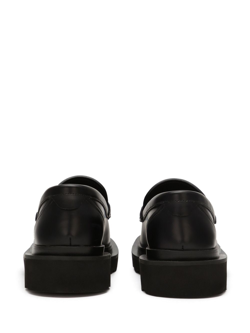 logo-plaque leather loafers - 3
