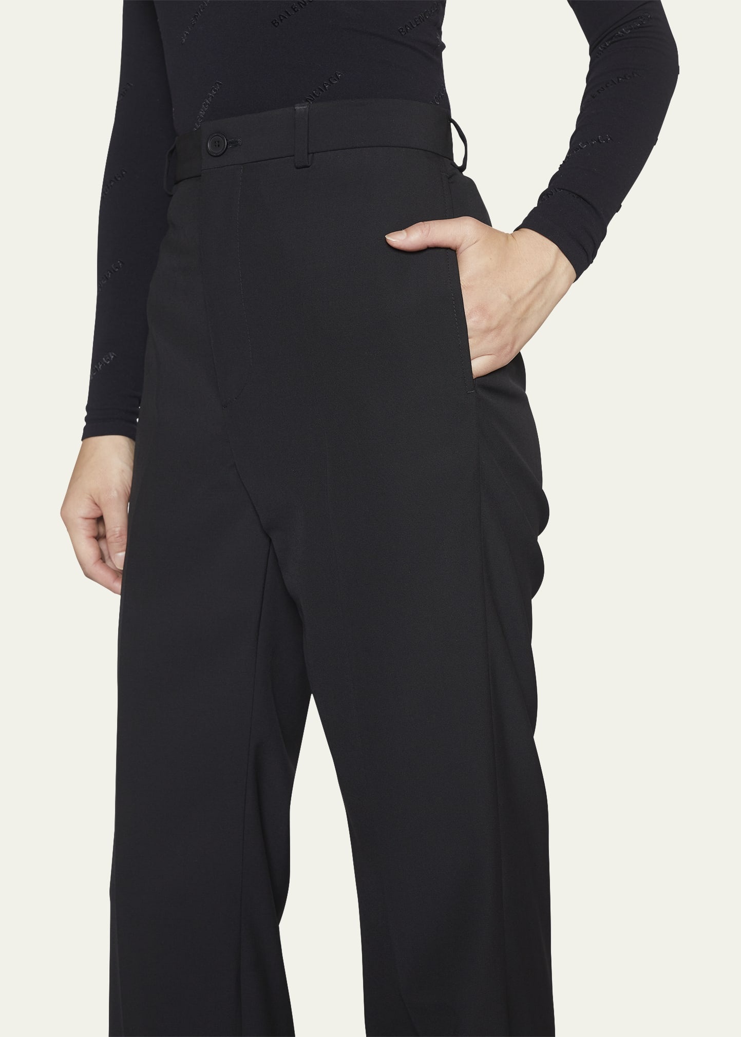 Straight-Leg Trouser Pants w/ Floor-Length Hem - 5