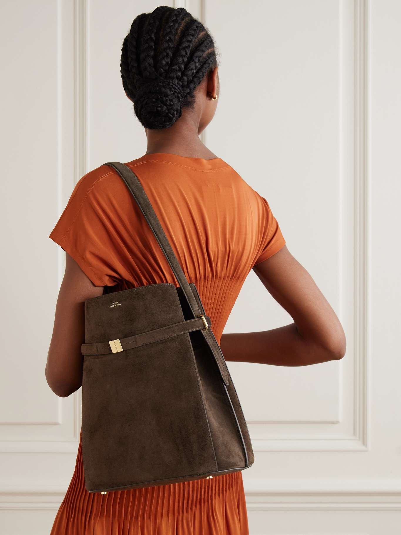 Belted suede tote Chocolate - 2