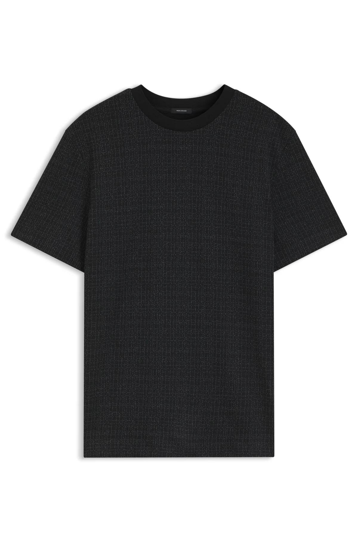 COTTON T-SHIRT WITH TWO-TONE JACQUARD-KNIT PATTERN - 1