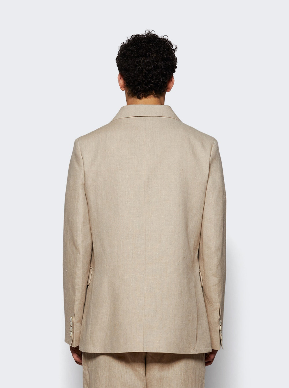 Lightweight Double Breasted Suit Jacket Wheat - 4