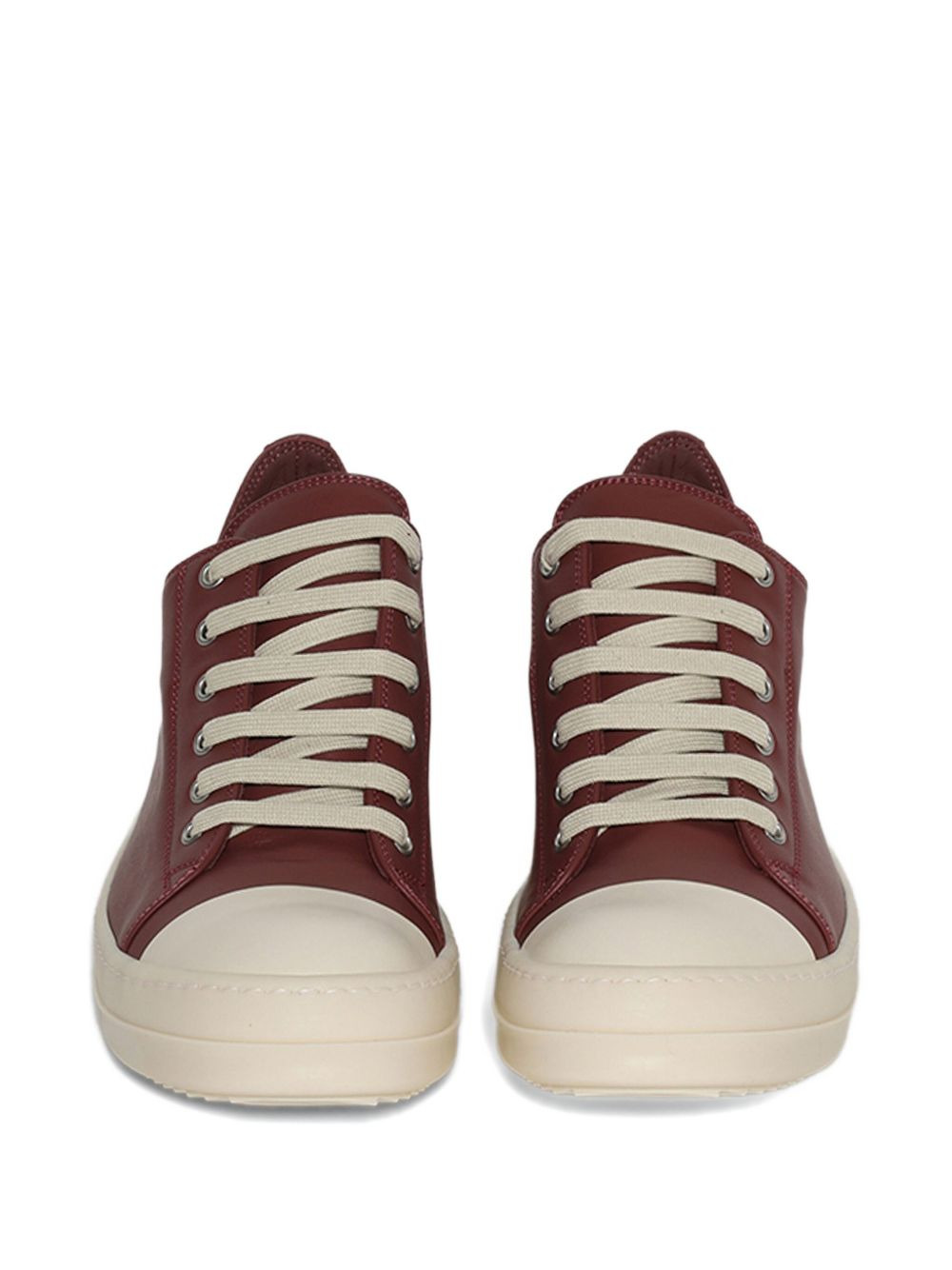 low-top leather sneakers - 3