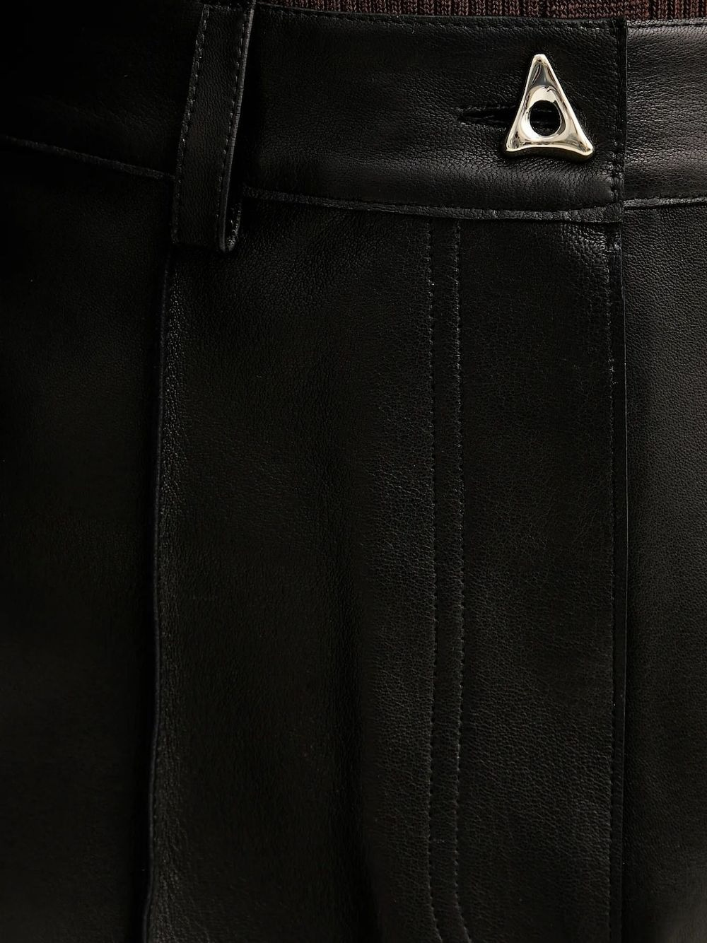 button-fastening leather mini skirt - 3