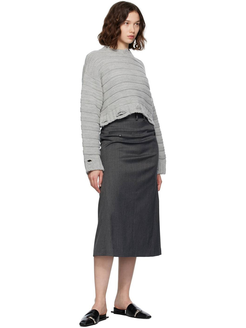 MM6 Maison Margiela Gray Tailored Midi Skirt outlook