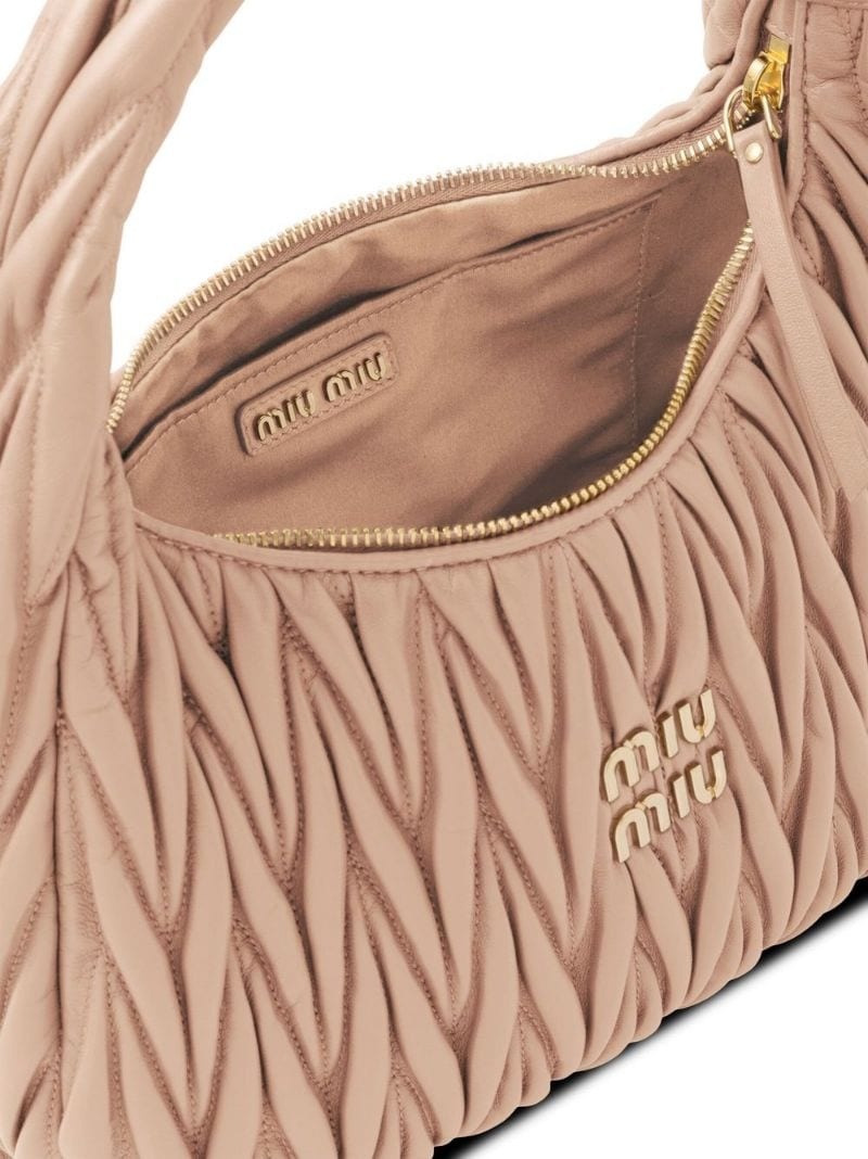 Miu Wander matelassé nappa leather hobo bag - 5