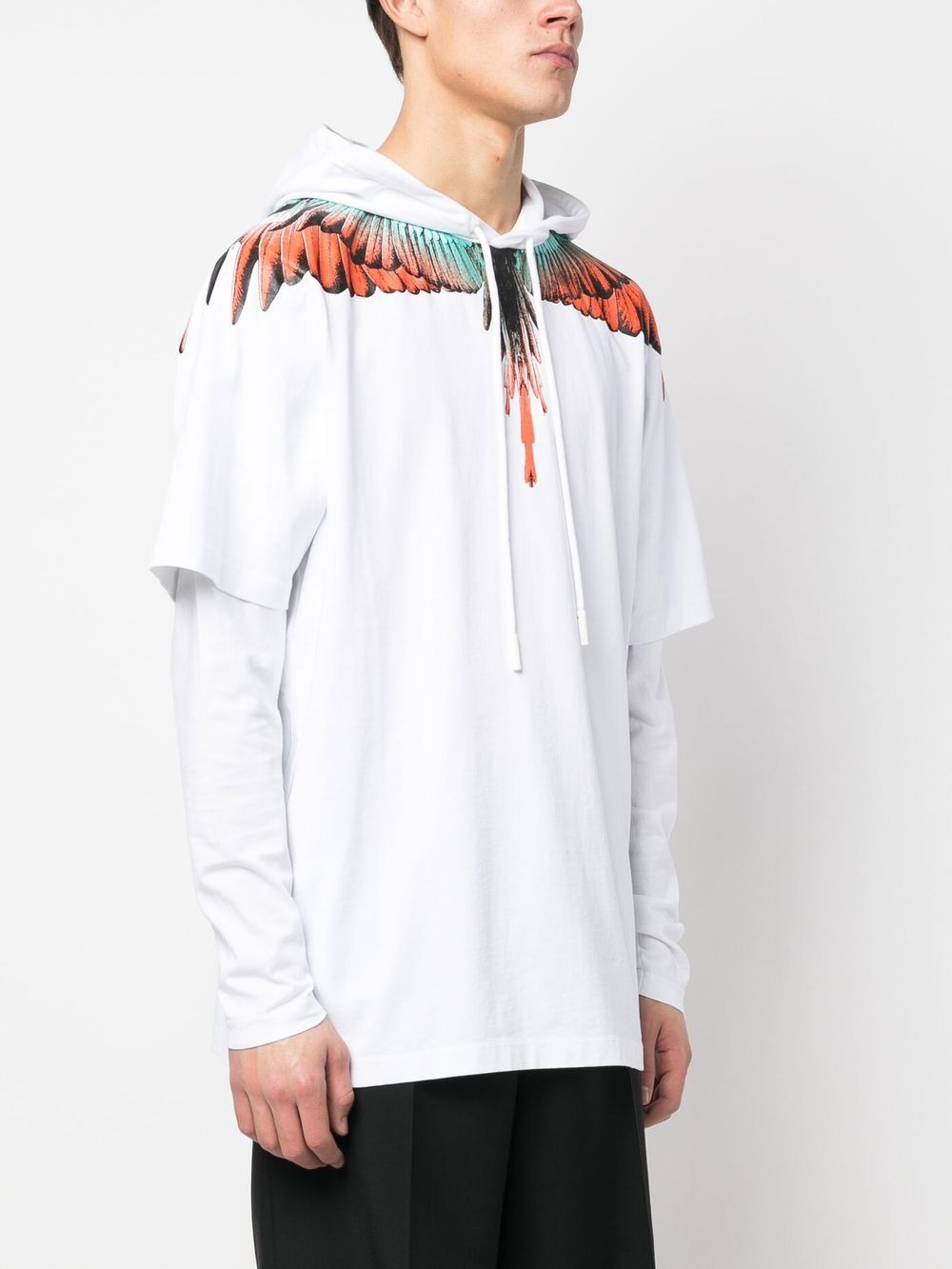 bird-print layered hoodie - 3