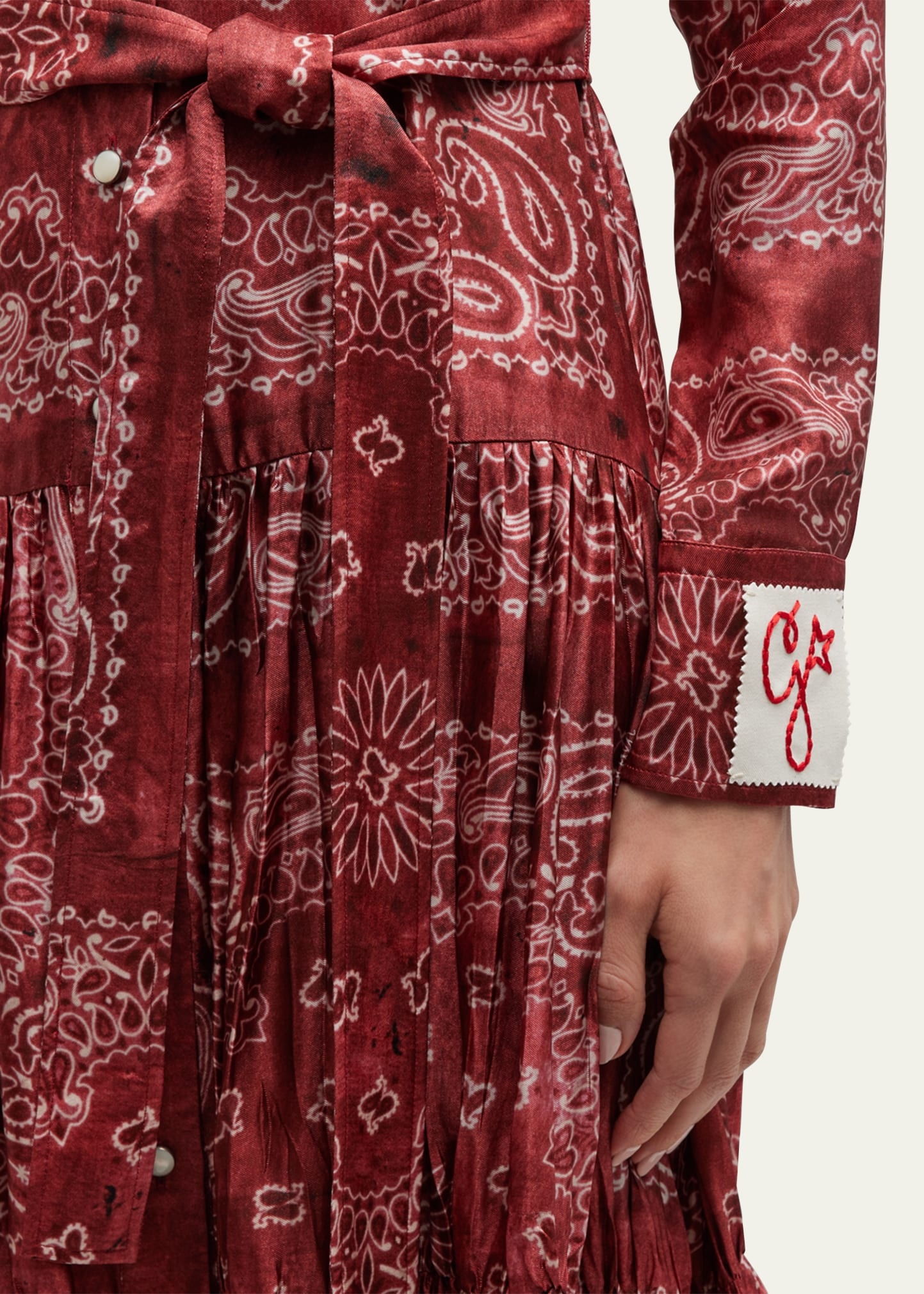 Golden Bandana-Print Long Shirtdress - 5