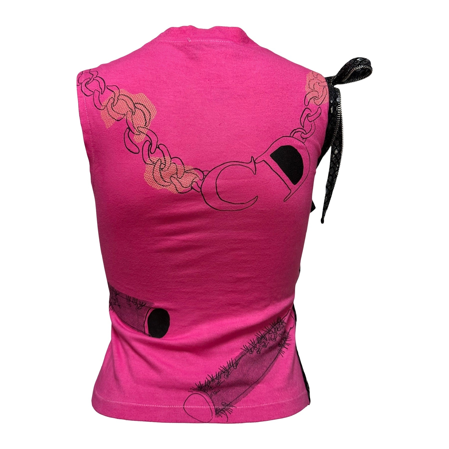 CHRISTIAN DIOR Spring Summer 2001 Graphic Print Zipper Tank Top - 2