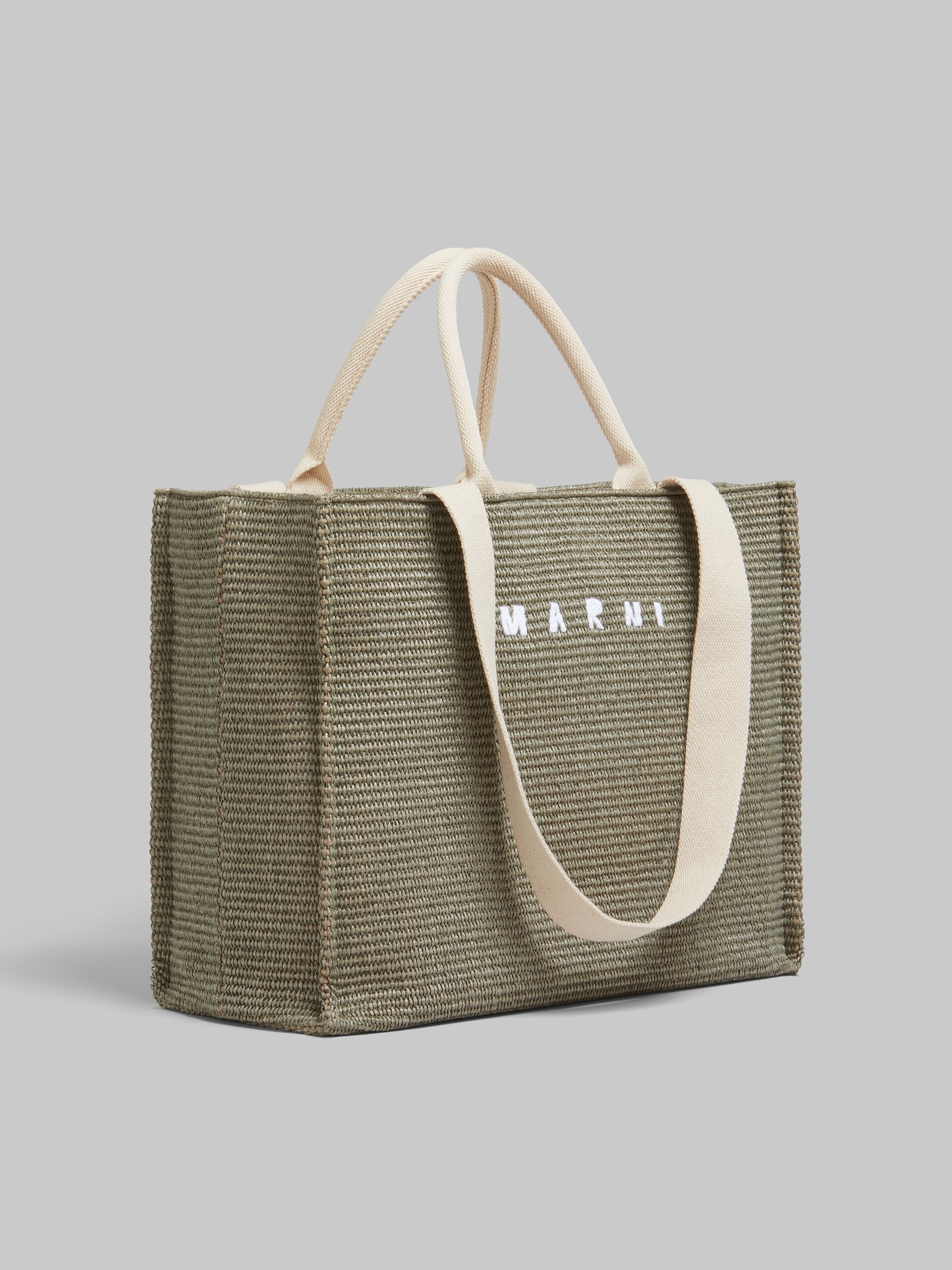 Green Raffia-Effect Large Tote Bag - 4