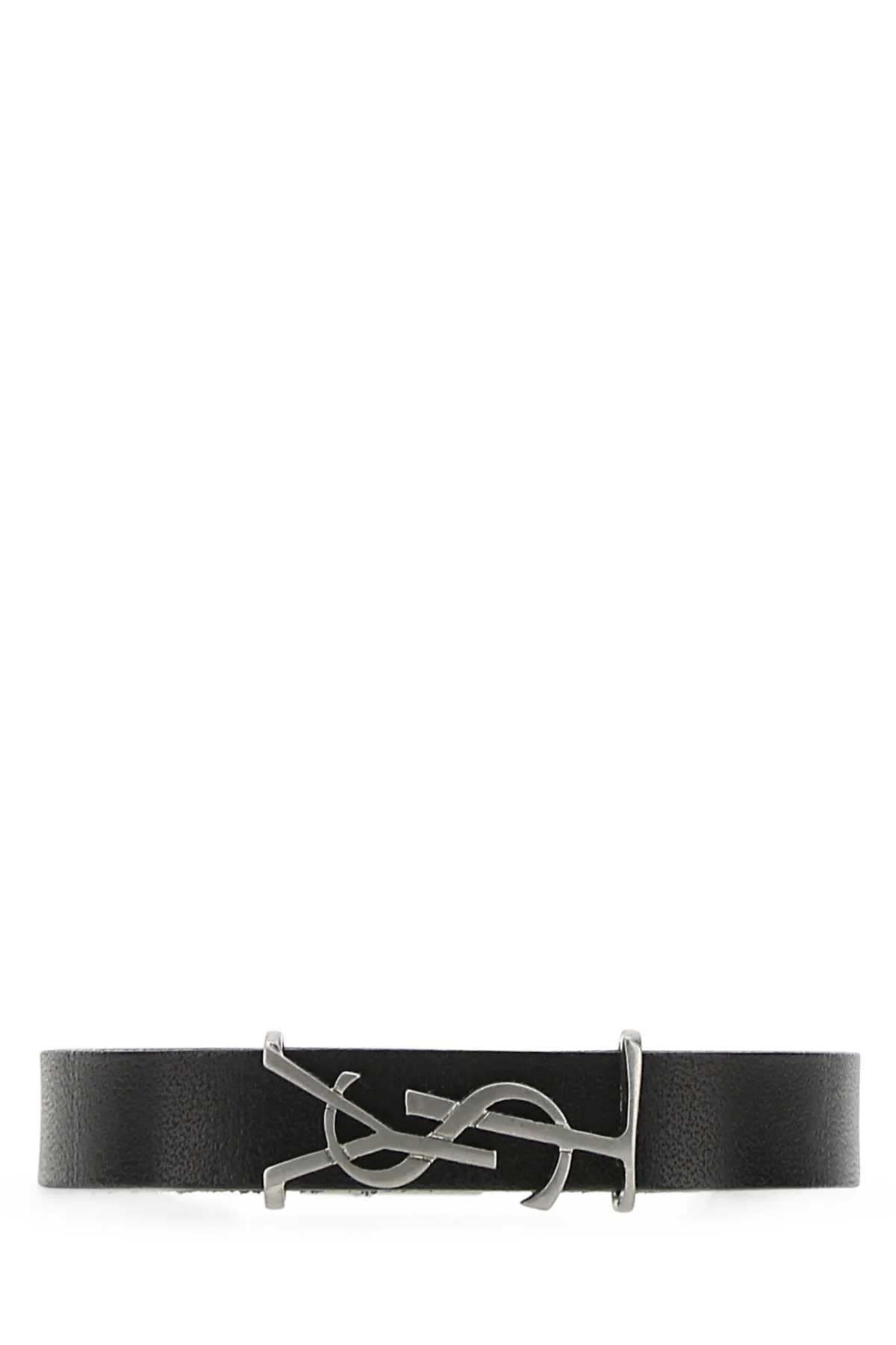 Saint Laurent Men Black Leather Opyum Bracelet - 1