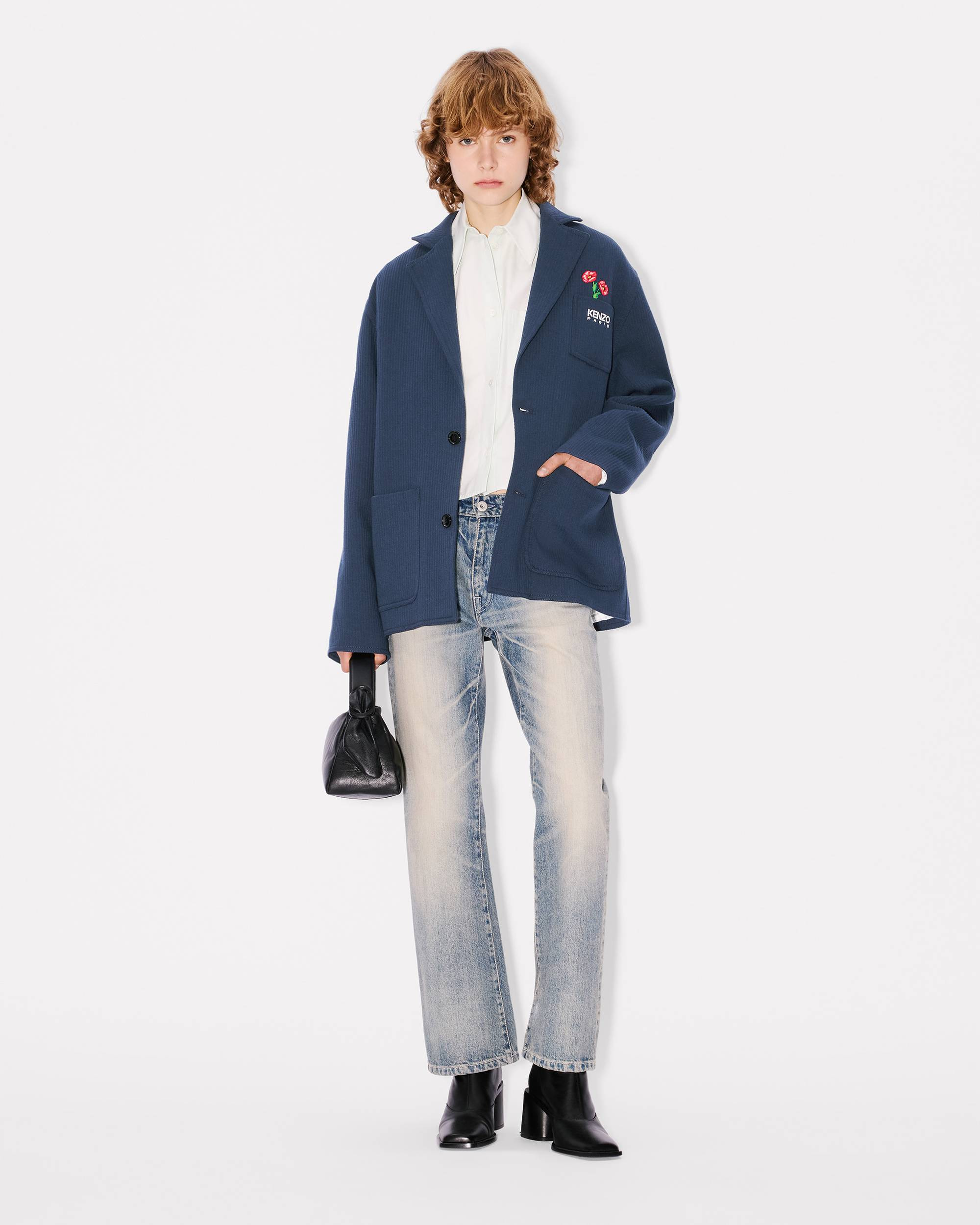 'KENZO Archive Bouquet' embroidered workwear jacket in ribbed cotton - 3