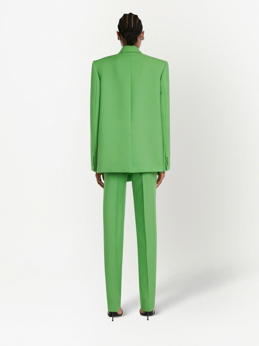 double-breasted drop hem blazer - 4