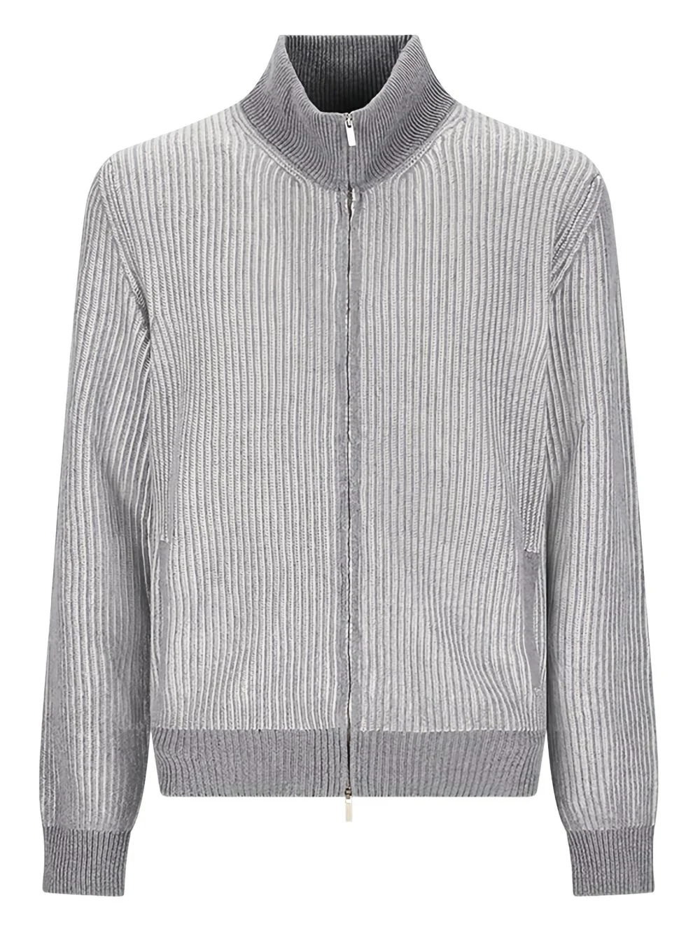 ribbed zip cardigan - 1