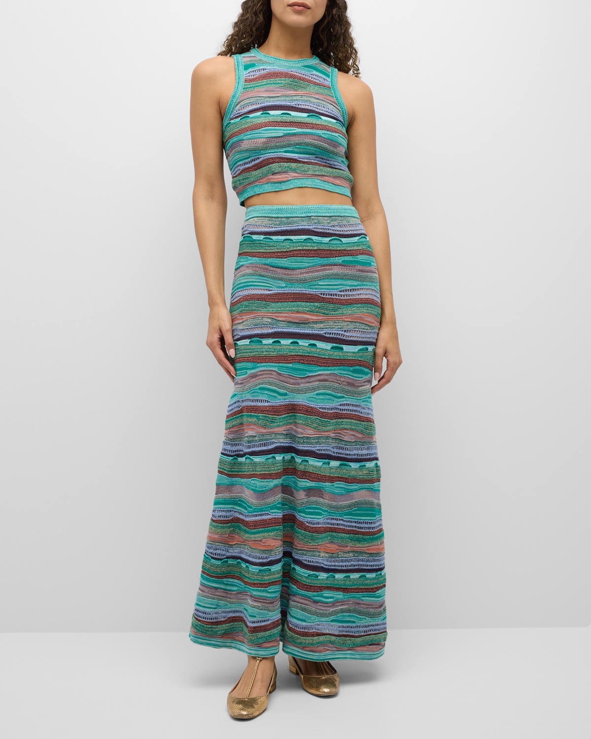 Rosen Multicolor Knit Maxi Skirt - 3