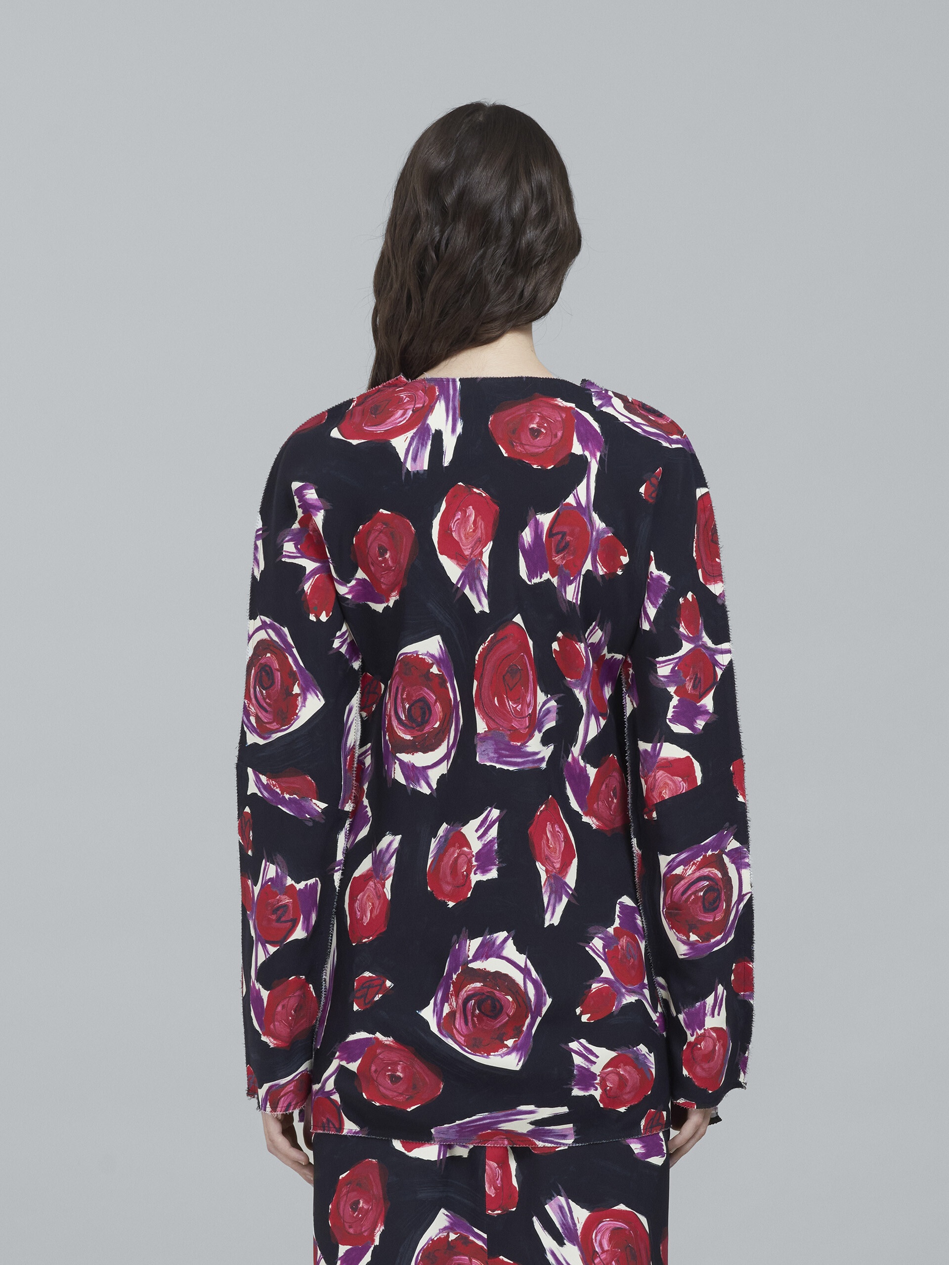SPINNING ROSES PRINT CADY LONG SHIRT - 3
