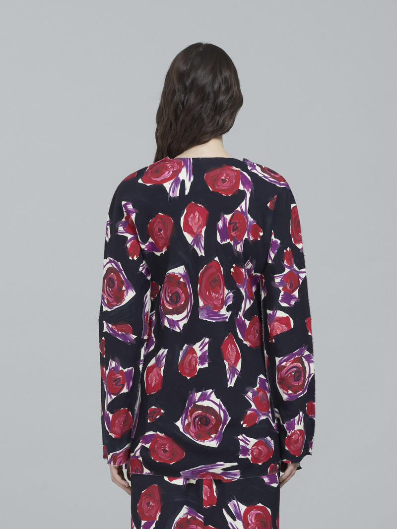 SPINNING ROSES PRINT CADY LONG SHIRT 3
