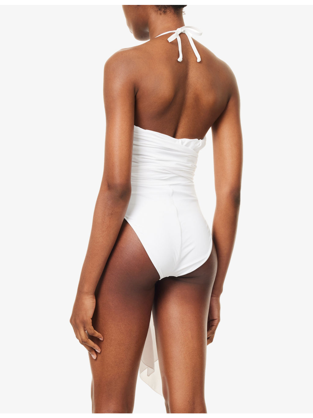 Halter-Neck Draped Swimsuit - 4