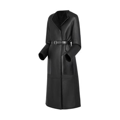 Louis Vuitton Black Wrap Coat In Merino Shearling outlook