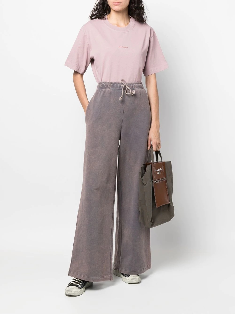 faded wide-leg track trousers - 3