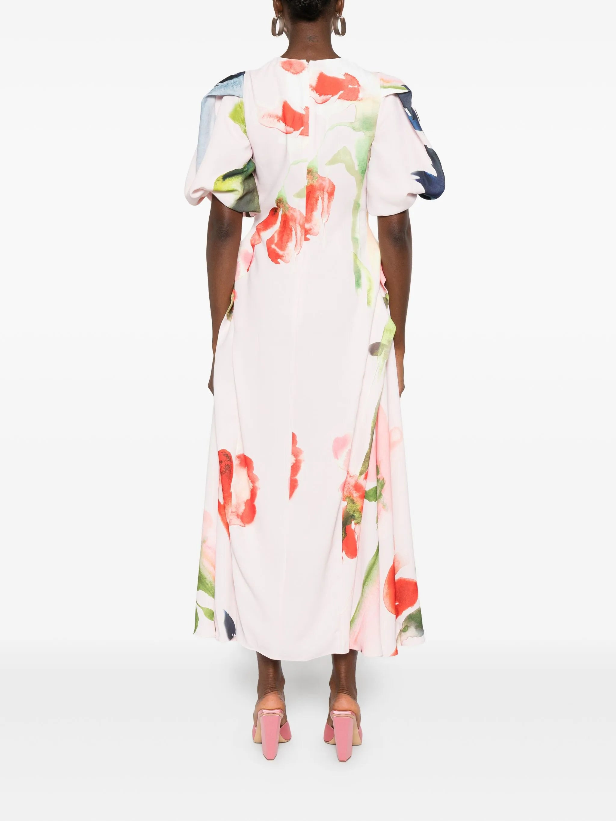 Stine Goya Puff-sleeve Floral-print Midi Dress - 3