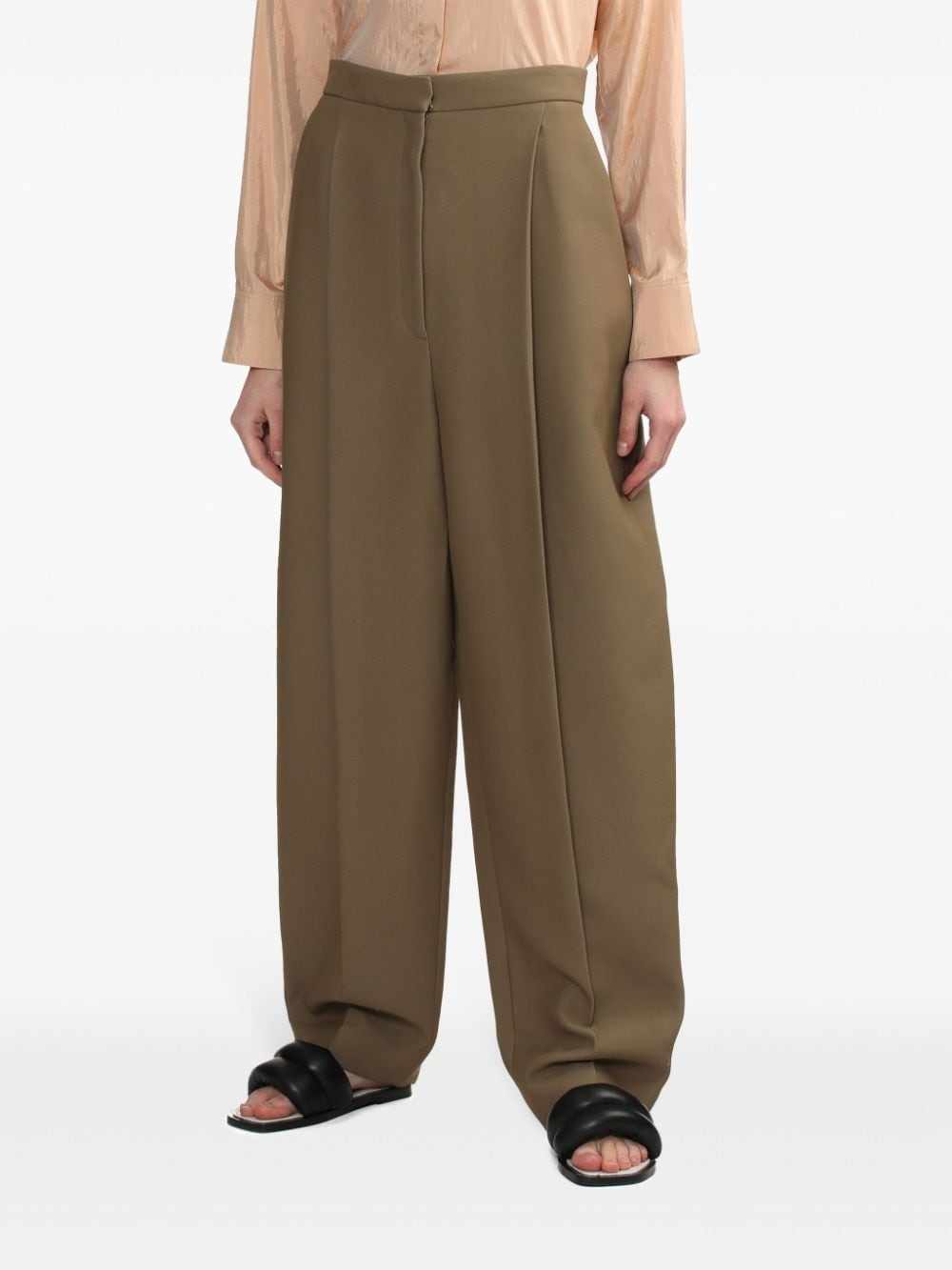 pleat-detail tapered trousers - 3