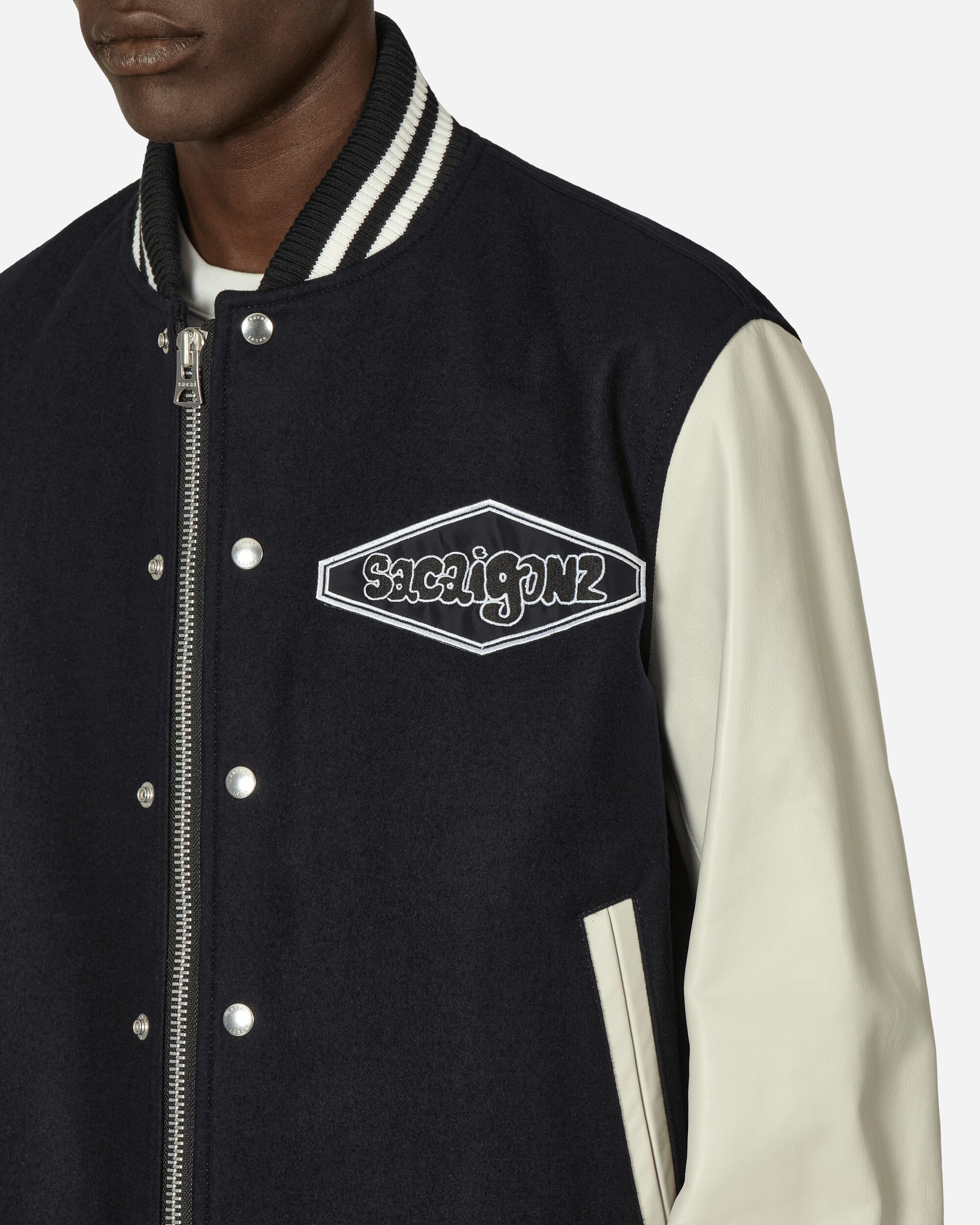 ジャケット・アウター sacai Wool Melton Jacket D/NAVY size2 Sacai Other Wool Melton Nylon Twill Jacket 2 Black 23-06925