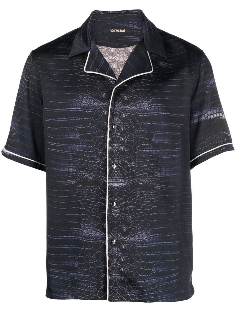 snakeskin-print short-sleeve shirt 1