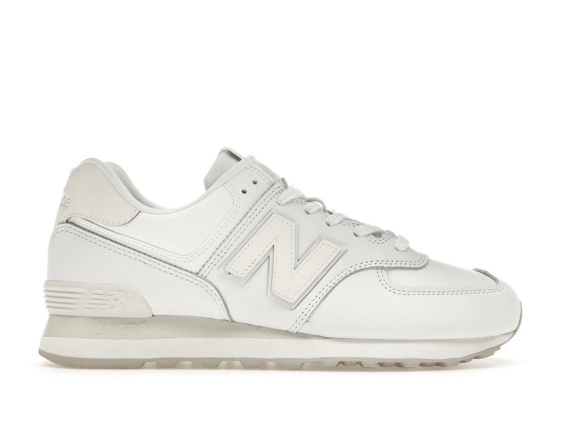 New Balance 574 Triple White Leather (Women's) - 1