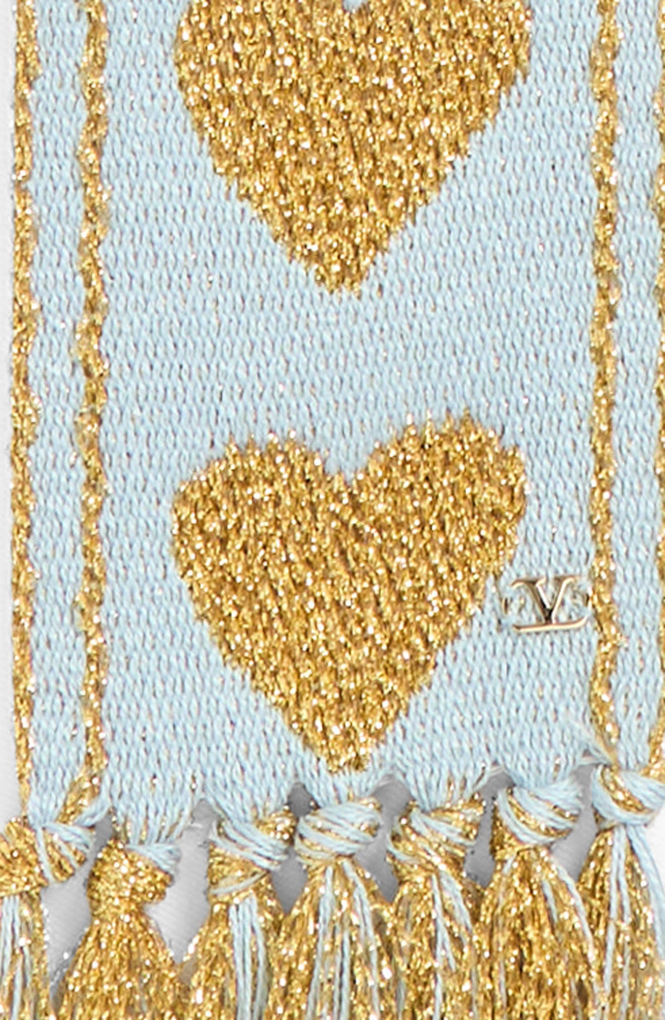Valentino Garavani Antibes Heart Fringe Scarf in Celeste/Oro/Oro at Nordstrom - 4